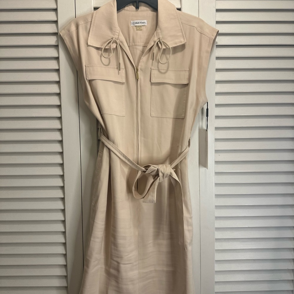 Calvin Klein Women's Beige Tie-Waist Dress